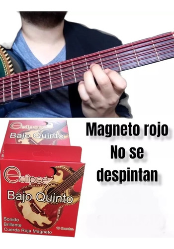 Cuerdas Para Bajo Quinto Marca Eclipse Color Rojo