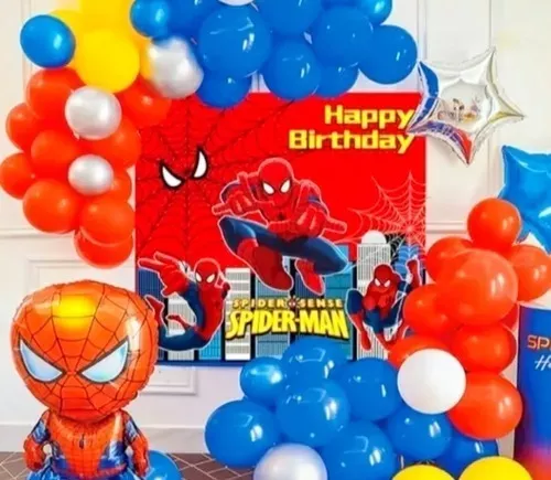 Decoración Spiderman Hombre Araña Para Cumpleaños Color Rojo