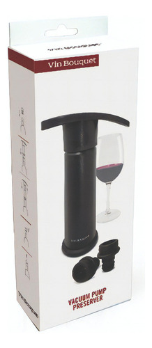 Bomba De Vacío Manual Negra Para Vino Vin Bouquet Color Negro