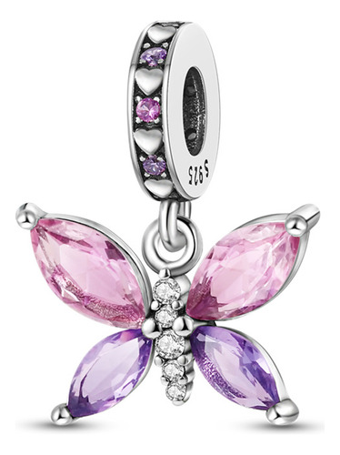 Dije Charm Mariposa Cristal Plata 925