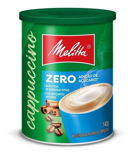 Café instantâneo cappuccino Melitta Solúvel tradicional sem glúten lata 140g