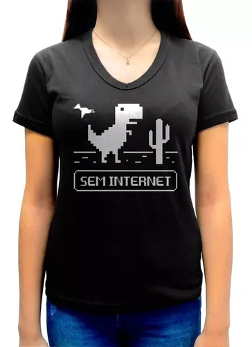 Camiseta Camisa Sem Internet Dinossauro Chrome Jogo Offline