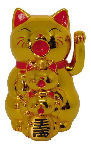 Imagen 1 de 2 de Feng Shui Gatos Lucky Dorados Con Brazo Movil (nuevo)