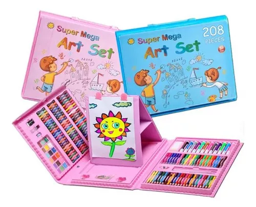 Mega Set de arte y Dibujo 208 Pzs para Niños Rosa