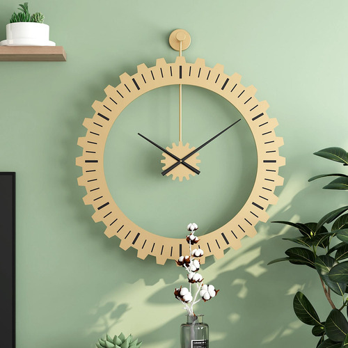 Reloj De Pared Con Engranaje Mecánico, Negro 50cmx59cm