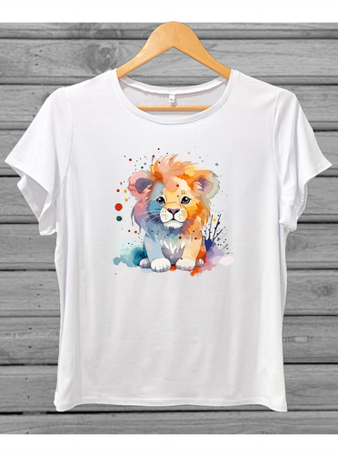 Blusa Playera Leonsito Acuarela Animales Mujer Tallas Extras