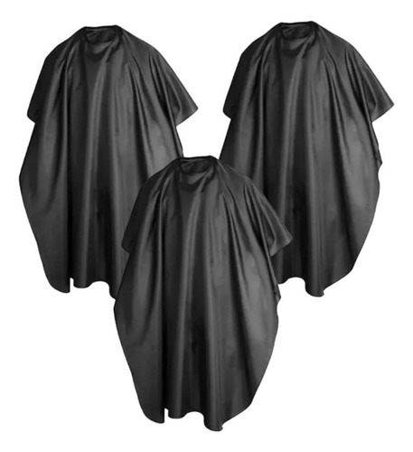 Capa De Corte Profesional Barber Negra Barbero X3