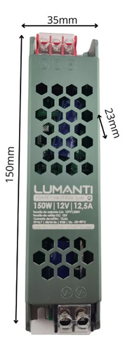 Fonte Slim Fita De Led 12v 150w 12,5a Bivolt -lumanti
