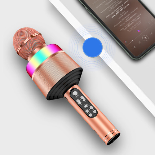 Micrófono Portátil Inalámbrico Para Karaoke Con Luces Led 2