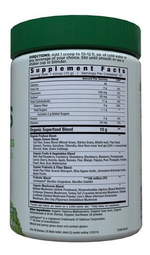 Polvo Super Greens De Country Farms10.6 Onzas
