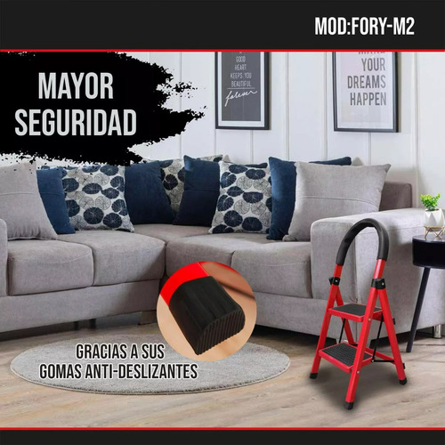 Escalera Plegable Multiuso 2 Peldaños Resistente Y Compacta