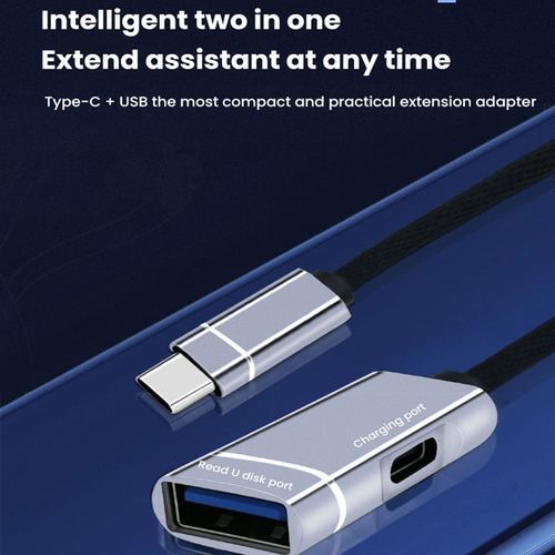 Adaptador Otg Tipo C Pd Fast Charging Usb 3.0 Splitter Lapto