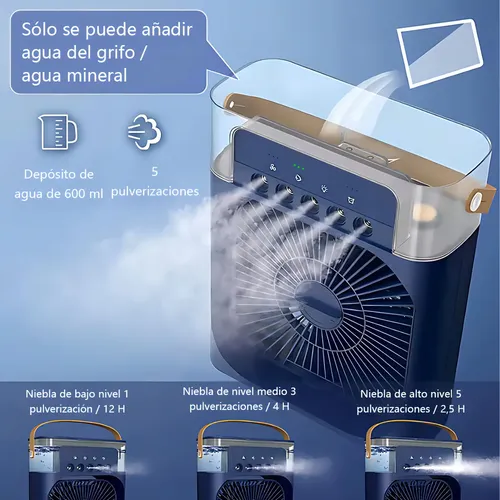 Ventilador Portátil CM-TOP FS321-D USB 5W Azul 3 Velocidades LED