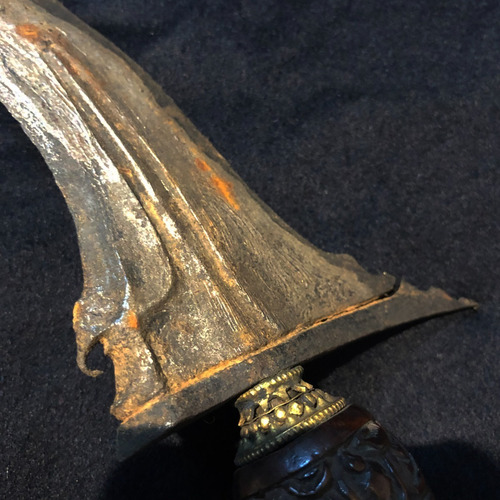 Antiguo Cuchillo Kris Malayo 1850 Madera Y Hierro A326