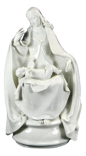 Antigua Figura Porcelana Meissen Virgen María Y Niño Dios