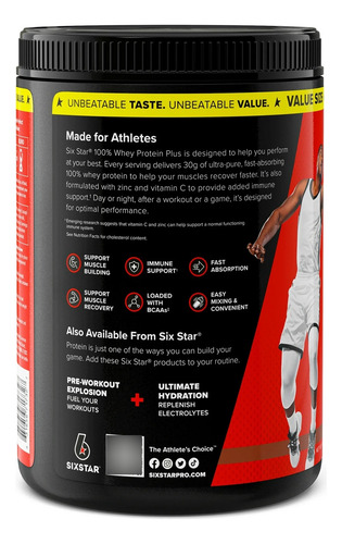 Six Star 100% Whey Protein + 4 .1 Lbs 40 Serv. Triple Chocol Sabor Triple Chocolate