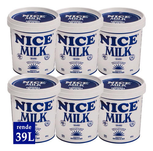 Kit 6 Base Preparo Creme Vegetal Rende 12l Nice Milk 450g