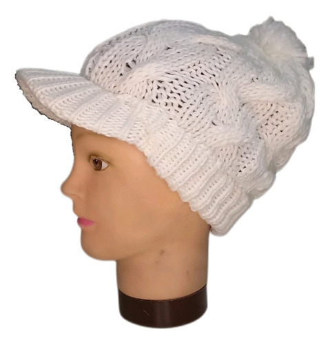 Gorro De Lana Con Visera Y Pompon - Fundacion Fuca