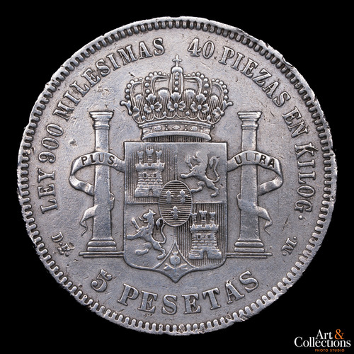 España, 5 Pesetas, 1875. Alfonso Xll. Duro De Plata. Vf (Usado)