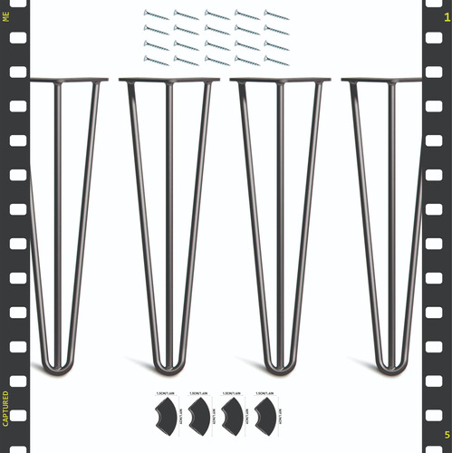 Pata Para Mesa Hairpin Triple 40cm Set De 4