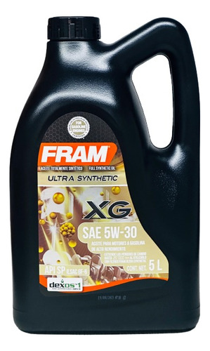 Aceite Sintetico Fram 5w30 Api Sn Ilsac Gf6 Dexos1 5 L