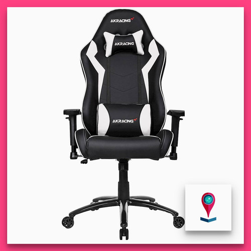 Imagen 3 de 4 de Silla de escritorio Akracing Octane gamer ergonómica negra y blanca con tapizado de cuero sintético