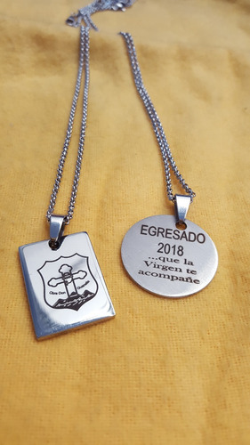 Medalla Acero + Cadena + Personalizado - Egresados, Clubes