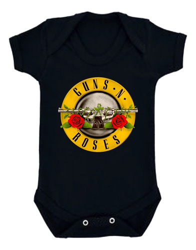 Body Bebé Guns Roses Super Calidad Negro 6-9 M Estampado