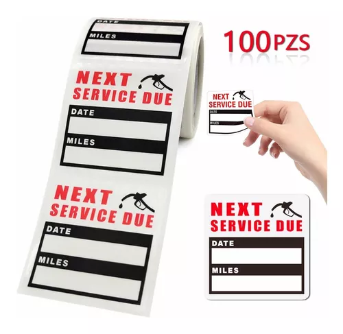 Servicio Cambio Aceite 100pz Recordatorio Auto Coche Sticker