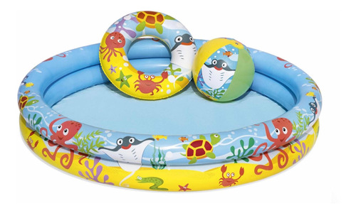 Piscina Inflable Infantil 122 X 20 Cm + Pelota + Flotador