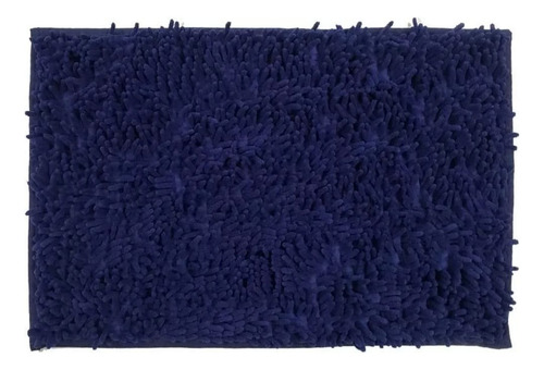 Alfombra Shaggy Base Antideslizante Suave Color Azul Liso