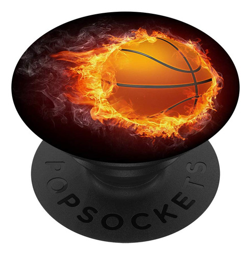 Basketball Fire Flame Flaming On Black Pattern Background