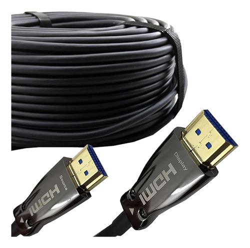 Cabo Hdmi 2.1 Rolo Fibra Óptica 8k Conectores Ouro 40 Metros