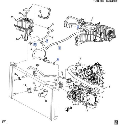 Manguera Calefaccion Salidad Cadillac Escalade V8 5.3l 2004