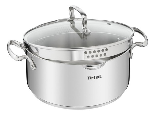 Cacerola Tefal Duetto De Acero Inoxidable Con Tapa 24 Cm 