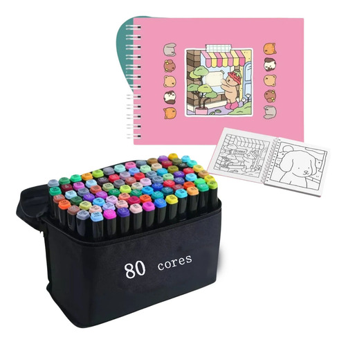Set De Lápices De Doble Punta De 80 Colores Y Libro De Color