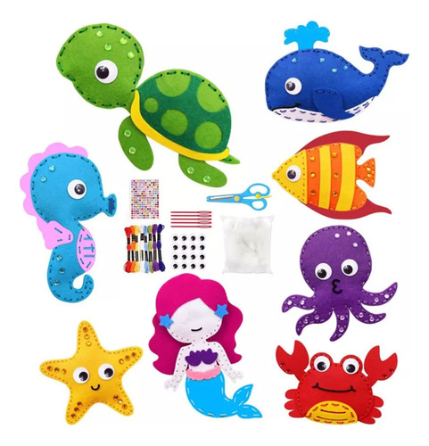 Kit Costura Fieltro For Niños 8 Piezas Con Animales Del