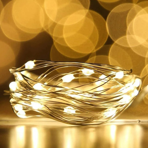 Imagen 3 de 3 de Packx10 Luces Led Alambre 1 Metro Sumergible Pilas Para Deco
