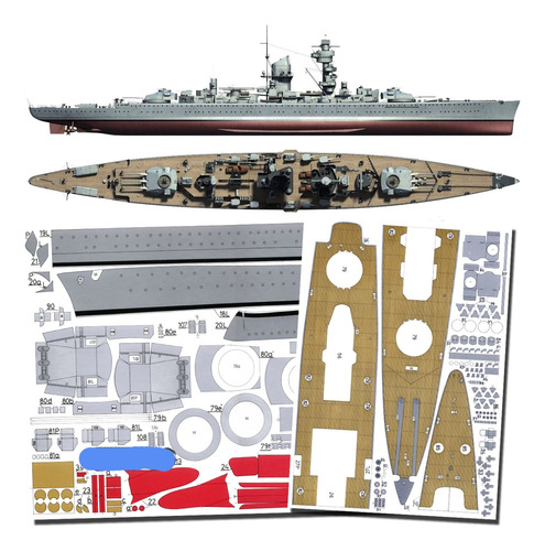 Dkm Scheer + Submarino 1:200 - Papercraft 