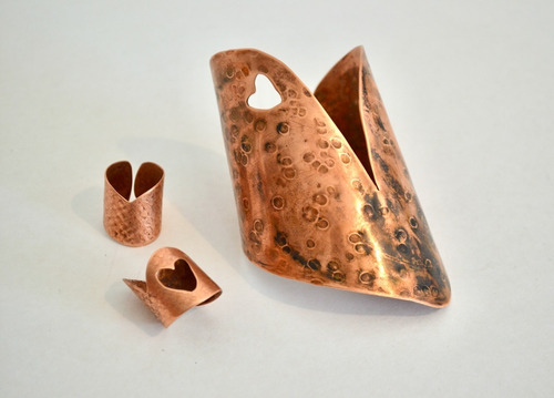 Anillo Corazon En Cobre, Tamaño Ajustable, Diseño De Autor