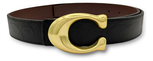 Cinturon Coach Doble Vista Reversible Clasico Unisex Color Troquelado Diseño De La Tela Sculpted C Oro No Reversible Talla G (125cm)