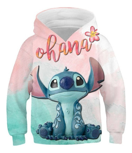 Sudadera De Estilo Casual Estampado Colorido Stitch Y Flores