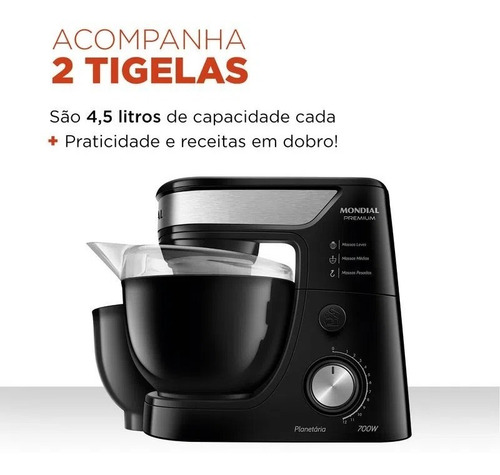 Batedeira Planetária Premium Bp01pb 4,5 Litros Mondial 127v N/a