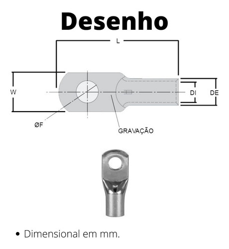 500un Terminal De Compressão Cabo De 70mm² Furo M12 Sc70-12