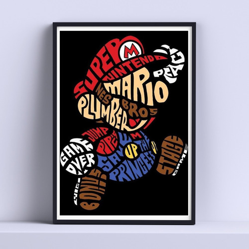 Cuadro Mario Bros Ilustracion Deco 30x40cm Listo P Colgar