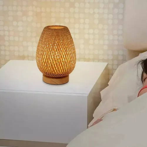 B Abajur Romântico De Bambu, Lâmpada De Mesa De Cabeceira,be