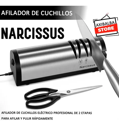 Narcissus Afilador de cuchillos, afilador de cuchillos eléctrico  profesional para el hogar, 2 etapas para afilar y pulir cuchillos rápidos,  puede