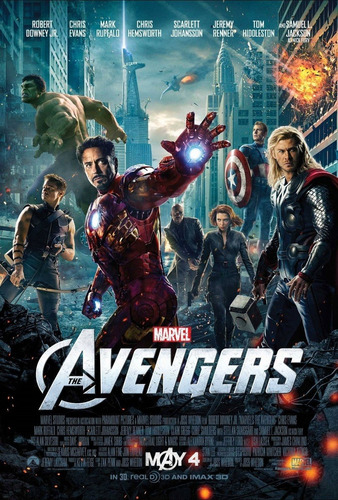 Póster Cine Ucm Marvel Avengers Vengadores Papel Hd 60x90cm