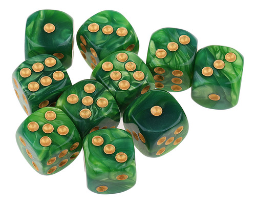 10 Piezas D6 Dados De Verde Amarillo Verde Amarillo 16mm