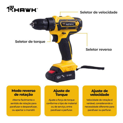 Parafusadeira Furadeira Bateria 12v Com Maleta De Acessórios